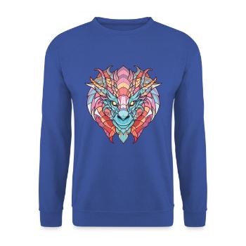 Drache Buntes Aquarell Tier Haustier Illustration - Unisex Pullover - Royalblau - Vorne - Alina (178cm) & Michal (187cm)