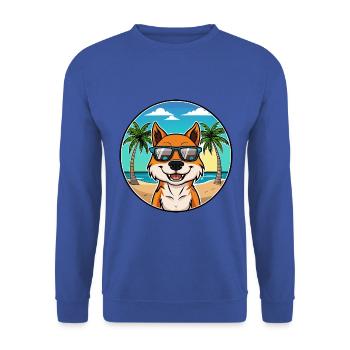 Taigan Kyrgyz Taighany Dog Breed Cartoon Beach - Unisex Sweatshirt - royal blue - Front - Alina (178cm) & Michal (187cm)