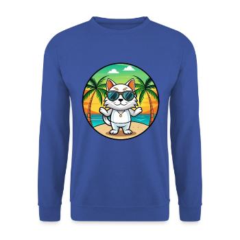 Japanische Bobtail Katzenrasse Cartoon Sonnenbrille Strand - Unisex Pullover - Royalblau - Vorne - Alina (178cm) & Michal (187cm)