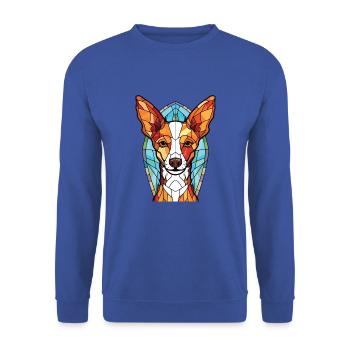 Portugiesische Podengo Pequeno Hunderasse Aquarell - Unisex Pullover - Royalblau - Vorne - Alina (178cm) & Michal (187cm)