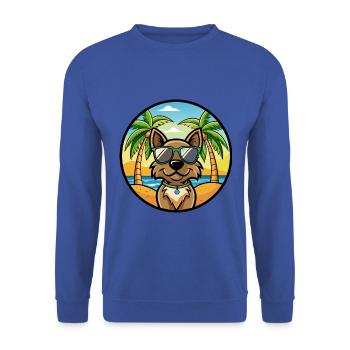 Cao da Serra de Aires Hunderasse Cartoon Sonnenbrille - Unisex Pullover - Royalblau - Vorne - Alina (178cm) & Michal (187cm)