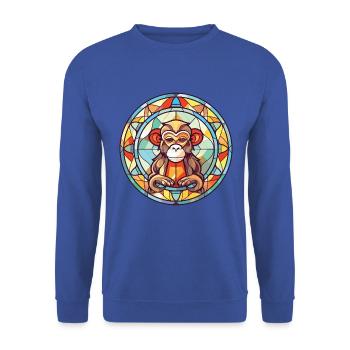 Affe buntes Aquarell Tier Haustier Illustration - Unisex Pullover - Royalblau - Vorne - Alina (178cm) & Michal (187cm)