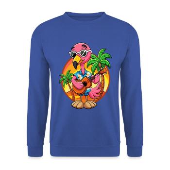 Lustige Flamingo Sommer Strand Sonnenbrille Hawaiianisch - Unisex Pullover - Royalblau - Vorne - Alina (178cm) & Michal (187cm)