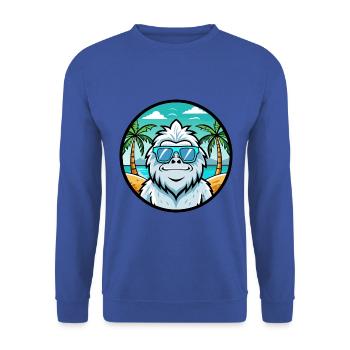 Yeti Lustige Cartoon Sommer Strand Sonnenbrille Aufkleber - Unisex Pullover - Royalblau - Vorne - Alina (178cm) & Michal (187cm)