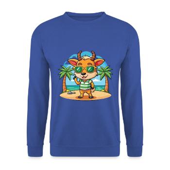 Antelope Funny Cartoon Summer Beach Sunglasses - Unisex Sweatshirt - royal blue - Front - Alina (178cm) & Michal (187cm)