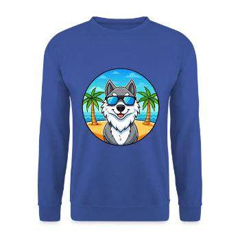 Seppala Sibirische Schlittenhunderasse Cartoon Sonnenbrille - Unisex Pullover - Royalblau - Vorne - Alina (178cm) & Michal (187cm)