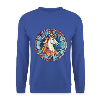Einhorn bunte Aquarell-Tier-Illustration - Unisex Pullover - Royalblau - Vorne - Alina (178cm) & Michal (187cm)