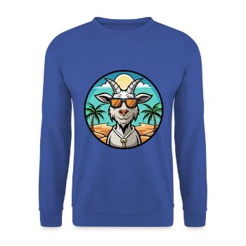 Ziege Lustige Cartoon Sommer Strand Sonnenbrille Aufkleber - Unisex Pullover - Royalblau - Vorne - Alina (178cm) & Michal (187cm)
