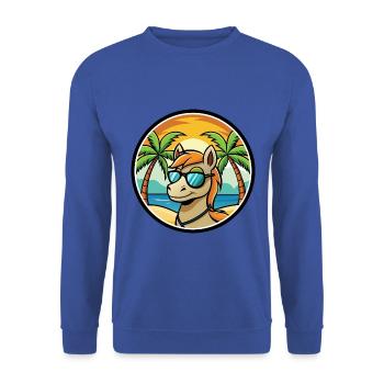 Pony Lustige Cartoon Sommer Strand Sonnenbrille Aufkleber - Unisex Pullover - Royalblau - Vorne - Alina (178cm) & Michal (187cm)