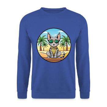 Ägyptische Mau-Katzenrasse Cartoon-Sonnenbrille Strand - Unisex Pullover - Royalblau - Vorne - Alina (178cm) & Michal (187cm)