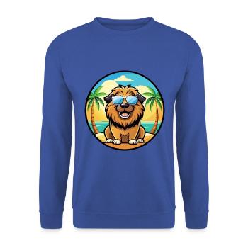 Leonberger Dog Breed Cartoon Sunglasses Beach - Unisex Sweatshirt - royal blue - Front - Alina (178cm) & Michal (187cm)
