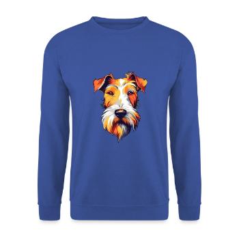 Draht Foxterrier Hunderasse Aquarell Karikatur Kawa - Unisex Pullover - Royalblau - Vorne - Alina (178cm) & Michal (187cm)