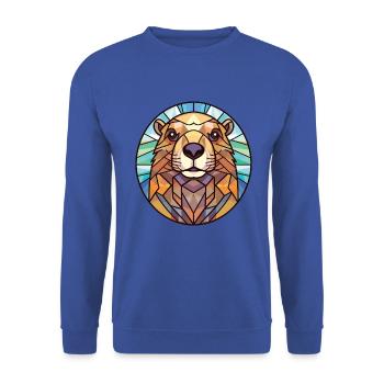 Murmeltier buntes Aquarell Tier Illustration - Unisex Pullover - Royalblau - Vorne - Alina (178cm) & Michal (187cm)