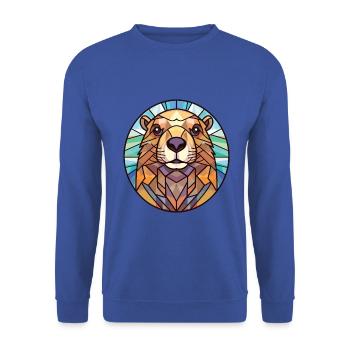 Murmeltier buntes Aquarell Tier Illustration - Unisex Pullover - Royalblau - Vorne - Alina (178cm) & Michal (187cm)