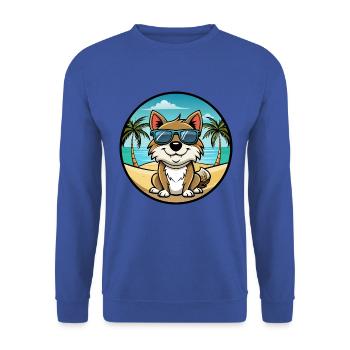 Mallorca Ratter Hund Rasse Cartoon Sonnenbrille Strand - Unisex Pullover - Royalblau - Vorne - Alina (178cm) & Michal (187cm)