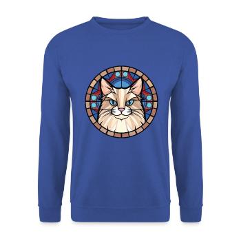Birma Heilige Katze Bunte Aquarell-Illustration - Unisex Pullover - Royalblau - Vorne - Alina (178cm) & Michal (187cm)