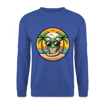 Schlange Lustige Cartoon Sommer Strand Sonnenbrille Cool - Unisex Pullover - Royalblau - Vorne - Alina (178cm) & Michal (187cm)