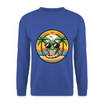 Schlange Lustige Cartoon Sommer Strand Sonnenbrille Cool - Unisex Pullover - Royalblau - Vorne - Alina (178cm) & Michal (187cm)