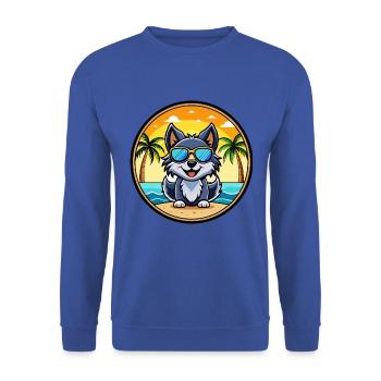 Schipperke Hunderasse Cartoon Sonnenbrille Strand - Unisex Pullover - Royalblau - Vorne - Alina (178cm) & Michal (187cm)