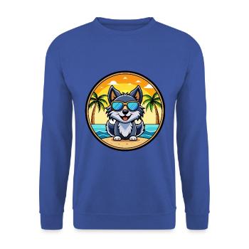 Schipperke Dog Breed Cartoon Sunglasses Beach - Unisex Sweatshirt - royal blue - Front - Alina (178cm) & Michal (187cm)