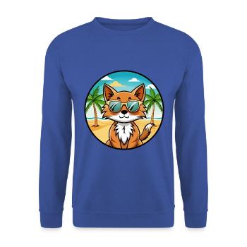 Somali Katzenrasse Cartoon Kawaii Sonnenbrille Strand - Unisex Pullover - Royalblau - Vorne - Alina (178cm) & Michal (187cm)