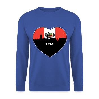 Lima Peru Flagge Skyline Reise Souvenir - Unisex Pullover - Royalblau - Vorne - Alina (178cm) & Michal (187cm)