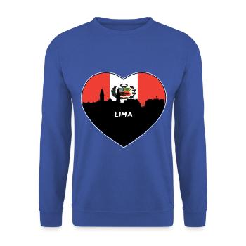 Lima Peru Flagge Skyline Reise Souvenir - Unisex Pullover - Royalblau - Vorne - Alina (178cm) & Michal (187cm)