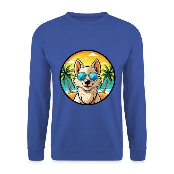 Nordic Spitz Hunderasse Cartoon Sonnenbrille Strand - Unisex Pullover - Royalblau - Vorne - Alina (178cm) & Michal (187cm)