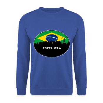 Fortaleza-Brasilien-Flaggen-Skyline-Schattenbild-Reise - Unisex Pullover - Royalblau - Vorne - Alina (178cm) & Michal (187cm)