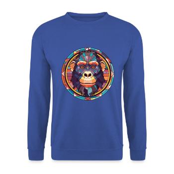 Affe buntes Aquarell Tier Haustier Illustration - Unisex Pullover - Royalblau - Vorne - Alina (178cm) & Michal (187cm)