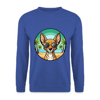 Cirneco Dell Etna Hunderasse Cartoon Sonnenbrille Strand - Unisex Pullover - Royalblau - Vorne - Alina (178cm) & Michal (187cm)