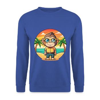 Chimpanzé Lunettes de soleil de plage d’été de dessin animé drôle - Sweat-shirt Unisexe - bleu royal - Devant - Alina (178cm) & Michal (187cm)