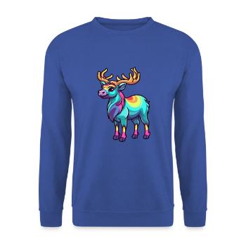 Karibu buntes Aquarell Cartoon Kawaii Tier - Unisex Pullover - Royalblau - Vorne - Alina (178cm) & Michal (187cm)