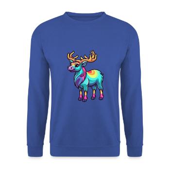 Karibu buntes Aquarell Cartoon Kawaii Tier - Unisex Pullover - Royalblau - Vorne - Alina (178cm) & Michal (187cm)