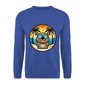 Biber Lustige Cartoon Sommer Strand Sonnenbrille Cool - Unisex Pullover - Royalblau - Vorne - Alina (178cm) & Michal (187cm)