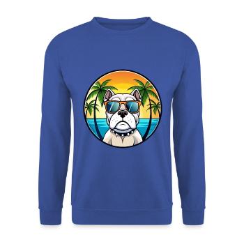 Bouledogue américain race dessin animé lunettes de soleil plage - Sweat-shirt Unisexe - bleu royal - Devant - Alina (178cm) & Michal (187cm)