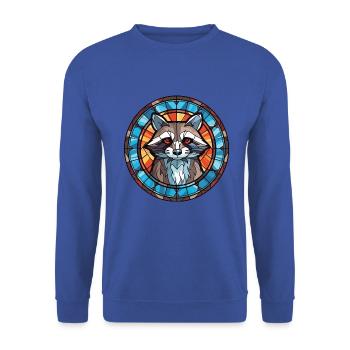 Waschbär bunte Aquarell Tier Illustration - Unisex Pullover - Royalblau - Vorne - Alina (178cm) & Michal (187cm)