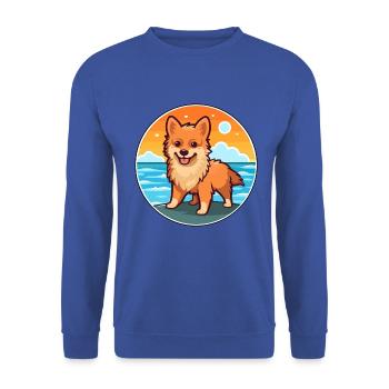 Deutscher Spitz Hund Rasse Cartoon Kawaii Clipart Hund - Unisex Pullover - Royalblau - Vorne - Alina (178cm) & Michal (187cm)