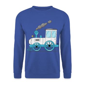 Kinderzug Eisenbahn weiß - Unisex Pullover - Royalblau - Vorne - Alina (178cm) & Michal (187cm)