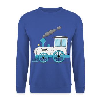 Kinderzug Eisenbahn weiß - Unisex Pullover - Royalblau - Vorne - Alina (178cm) & Michal (187cm)