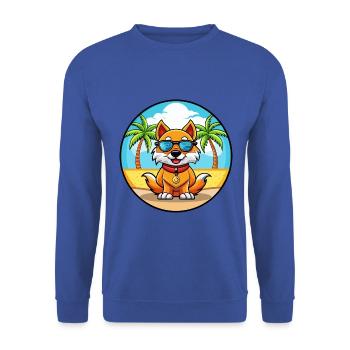Chinese Imperial Dog Breed Cartoon Sunglass Beach - Unisex Sweatshirt - royal blue - Front - Alina (178cm) & Michal (187cm)