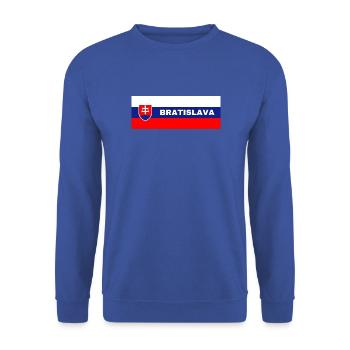 Stadt Bratislava in slowakischer Flagge - Unisex Pullover - Royalblau - Vorne - Alina (178cm) & Michal (187cm)