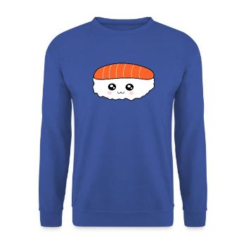 Kawaii,Nigiri,Salmon,Fish, Rice, Japan Cuisine - Unisex Sweatshirt - royal blue - Front - Alina (178cm) & Michal (187cm)