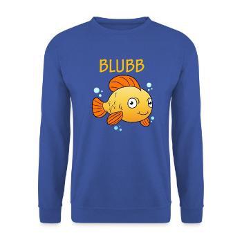 Blubb Goldfisch Süßer Fisch Aquarium Fischchen - Unisex Pullover - Royalblau - Vorne - Alina (178cm) & Michal (187cm)