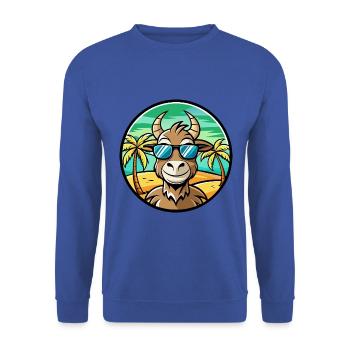 Ziege Lustige Cartoon Sommer Strand Sonnenbrille Aufkleber - Unisex Pullover - Royalblau - Vorne - Alina (178cm) & Michal (187cm)