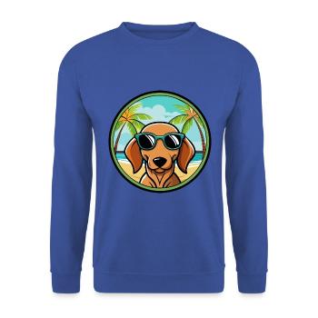 Dackel Hunderasse Cartoon Sonnenbrille Strand - Unisex Pullover - Royalblau - Vorne - Alina (178cm) & Michal (187cm)