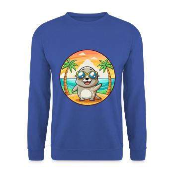 Lunettes de soleil de plage d’été de dessin animé drôle de phoque - Sweat-shirt Unisexe - bleu royal - Devant - Alina (178cm) & Michal (187cm)