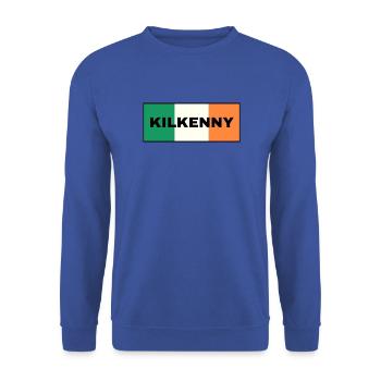 Kilkenny City in irischer Flagge - Unisex Pullover - Royalblau - Vorne - Alina (178cm) & Michal (187cm)
