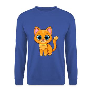 Katze Niedliche Maskottchen Zeichentrickfigur Kawaii - Unisex Pullover - Royalblau - Vorne - Alina (178cm) & Michal (187cm)