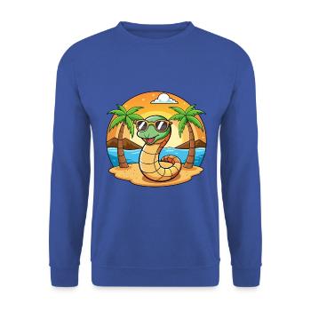 Snake Funny Cartoon Summer Beach Sunglasses - Unisex Sweatshirt - royal blue - Front - Alina (178cm) & Michal (187cm)